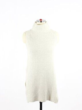 Aritzia WILFRED Durandal Light Grey Ribbed Mock Neck Sweater Tunic, Size XXS